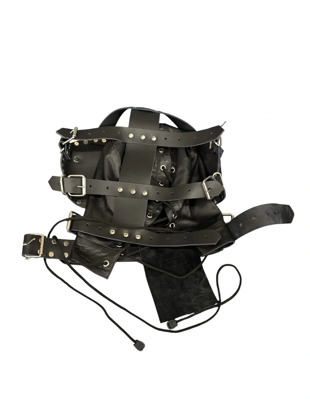 Premium Real Leather Bondage Hood with Harness Straps head mask cosplay goth